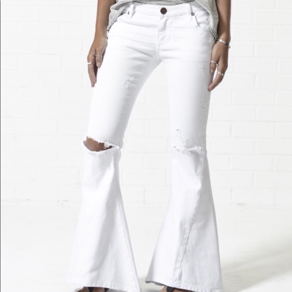 One Teaspoon Marines Luxe White Extreme Flare NWT